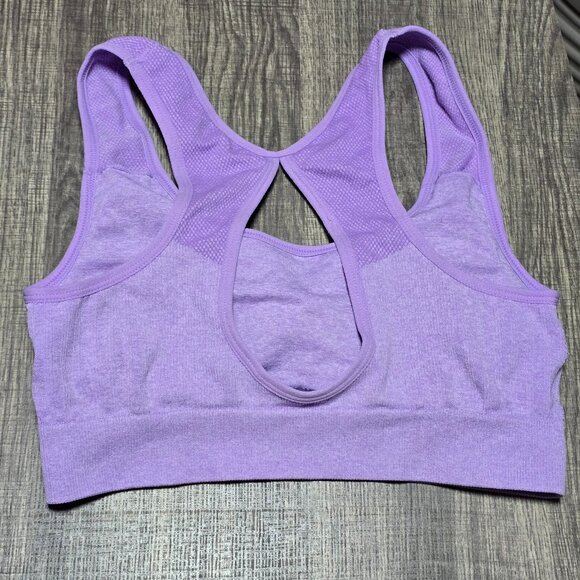 Padded Seamless Sports Bra Yoga Top Comfy Crop Athletic Gym CutoutBack Brand New - Picture 3 of 4